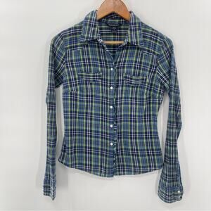 Abercrombie & Fitch Vintage Y2K 90’s Western Plaid Pearl Snap Cowgirl Shirt S